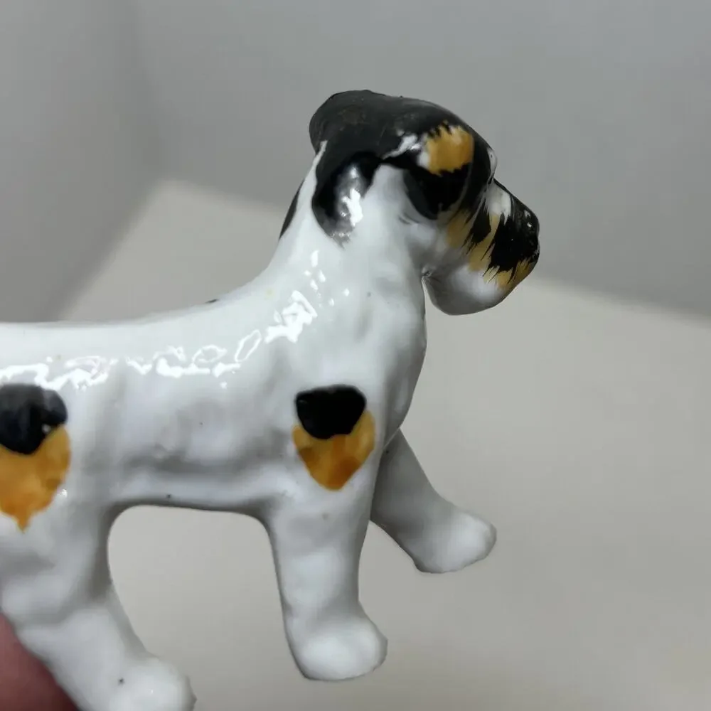 Vtg Black & White Terrier Dog Porcelain 3